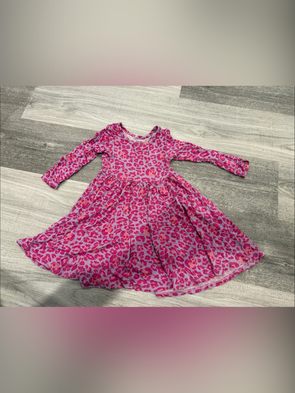 Posh Peanut Pink Leopard Skull Print Long Sleeve Twirl Dress